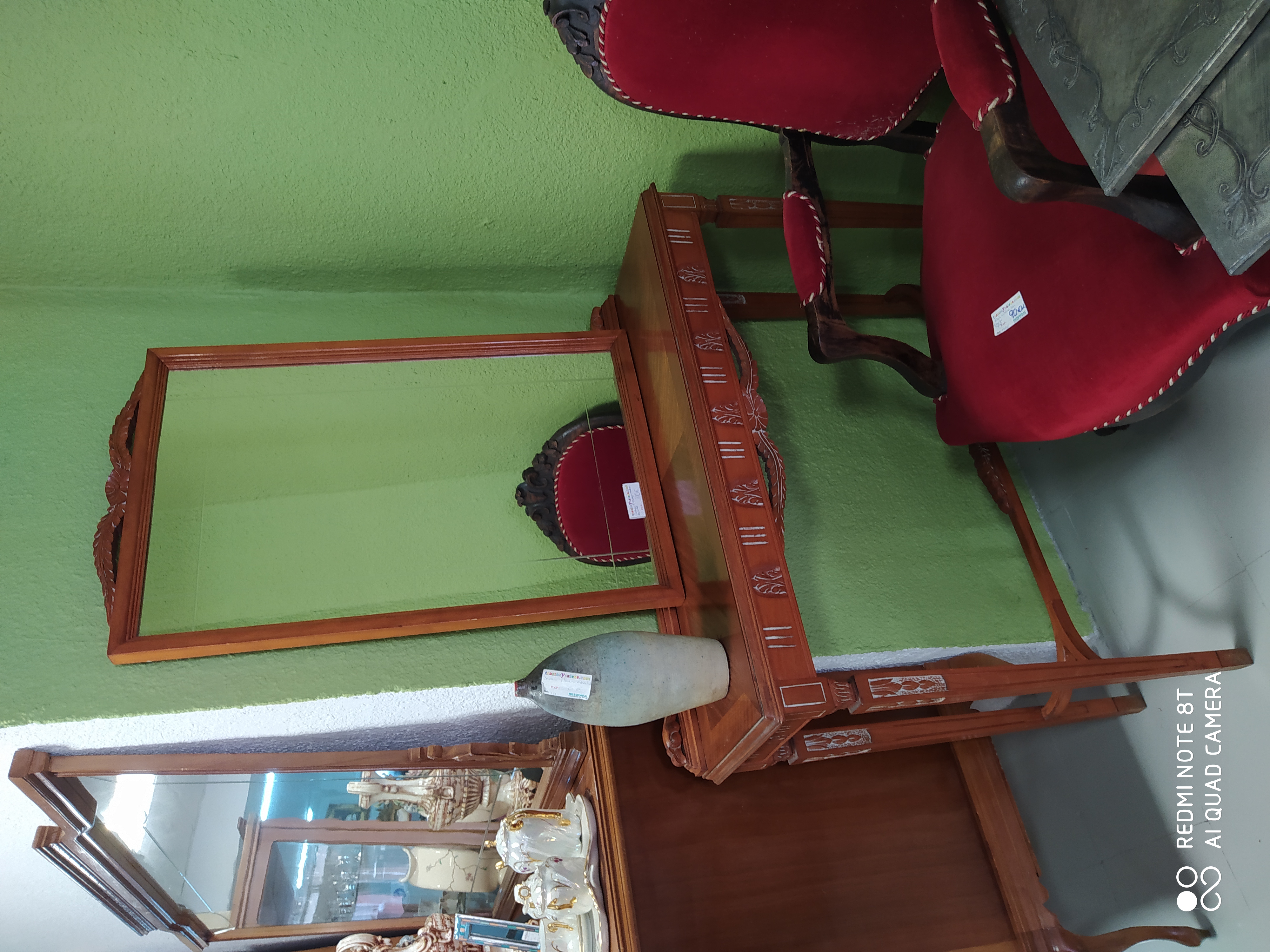 Consola de madera con espejo mod. Pinos